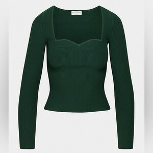 Babaton Sculpt Knit Sweetheart Long-sleeve Top in Scarab